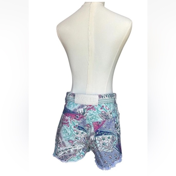Gaëlle Paris Boho Paisley Patchwork Shorts Women’s Fringe Hem Festival Vibe - Picture 7 of 12